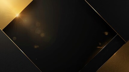 Luxury Black Background with Gold Geometric Frame