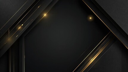Luxury Black Background with Gold Geometric Frame