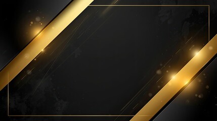 Luxury Black Background with Gold Geometric Frame