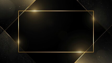 Luxury Black Background with Gold Geometric Frame