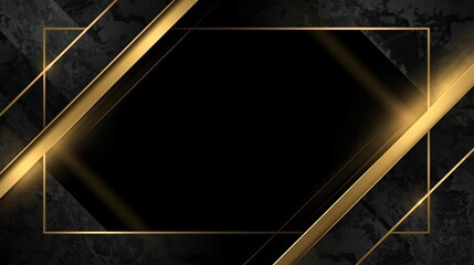 Luxury Black Background with Gold Geometric Frame