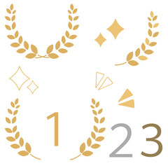 手描きで優しい印象の月桂樹のランキング装飾素材セット