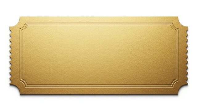 Blank golden ticket template with decorative border and copy space