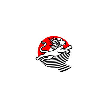 Powerful jumping lion alphabe...