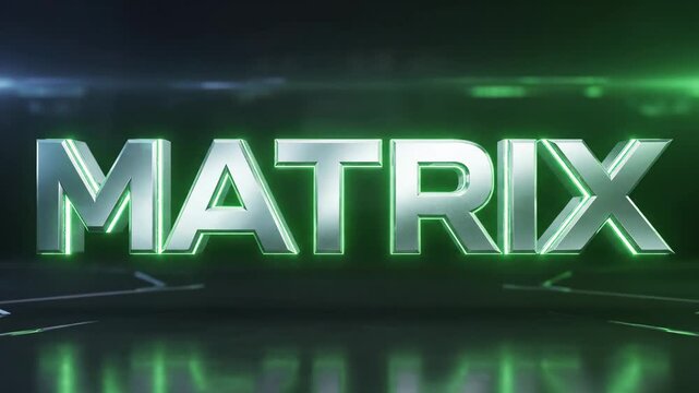 Futuristic Neon Green and Silver Matrices Display with Dynamic Lighting Effects