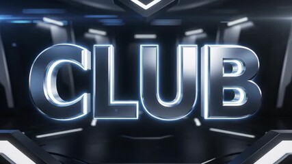 Dynamic Neon Signage Display of the Word 'CLUB' in a Modern Nightclub Setting