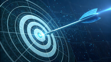 Hologram Target with Arrow Striking the Bullseye