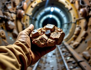 Hand Holding Earthy Mineral Crystal