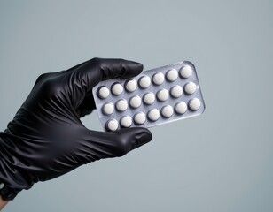Gloved Hand Holding Pill Pack