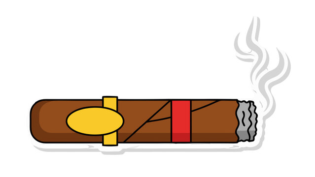 Illustration of a Lit Cigar with Smoke