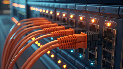 Network Cables Connected to Digital Server Panel