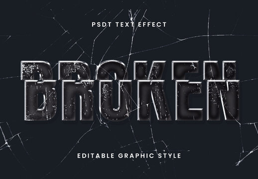 Black And Silver Broken Glass Text Effect Shattered Crack Font