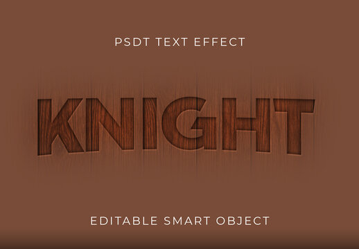Brown Engraved Text Effect Grain Wood Font