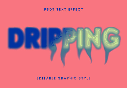 Blue And Green Dripping Blur Text Effect Melting Liquid Font