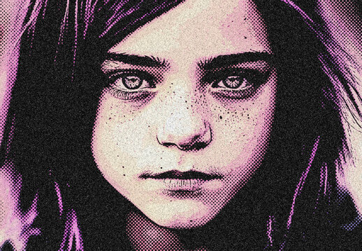 Purple And Pink Super Hero Comic Book Photo Effect