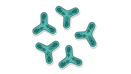 Obraz premium Microscopic Biology Graphic: Turquoise Y-Shaped Organisms