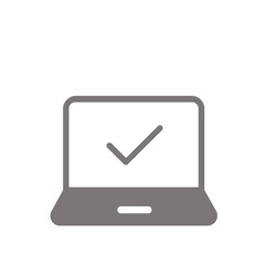 タスク完了を示すチェックマーク付きパソコンアイコン(グレー)