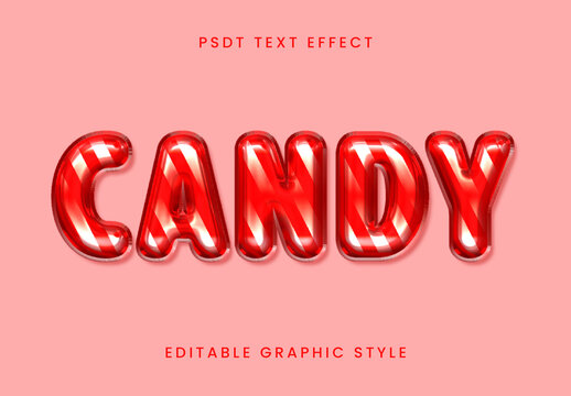 Red Candy Cane Text Effect Balloon Fun Sweet Font