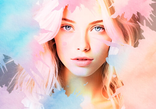 Pink And Blue Ink Splash Photo Effect
