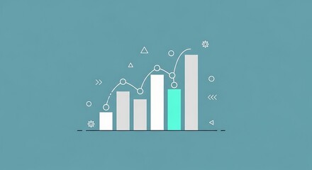 Abstract Bar Chart with Growing Trend and Data Points.