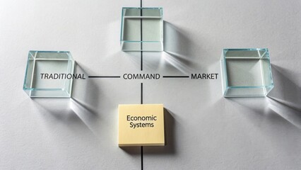 Economic Systems Chart Showing Interrelationship Between Traditional, Command, and Market Categories in Economics