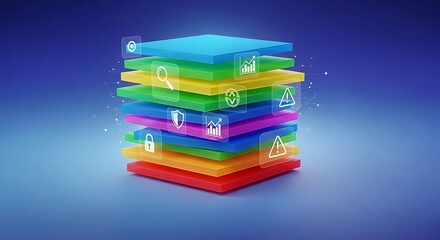 Abstract Layers of Digital Security and Data Protection Concepts.