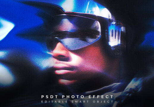 Blue And Black Strobe Glow Pulse Light Photo Effect