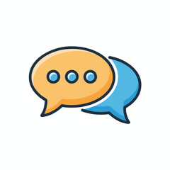 Obraz premium Cartoon depiction of two linked speech bubbles in orange and blue