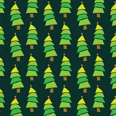 Green Christmas Trees Seamless Pattern