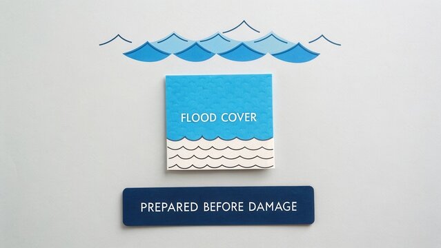 Flood Cover Preparedness Concept with Waves and Text for Safety and Disaster Management Awareness - Powered by Adobe