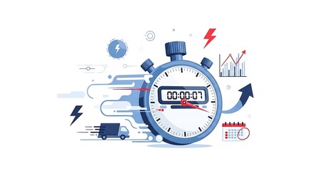Fast Delivery and Logistics Management with Stopwatch and Icons.