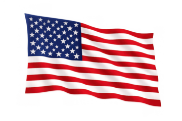 United states flag waving, symbolizing democracy, freedom, and national pride on a transparent background
