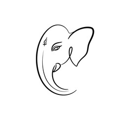 Minimalist Ganesha line art drawing on a white background.
