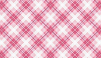 Seamless Pink and White Diagonal Plaid Pattern in 4K
