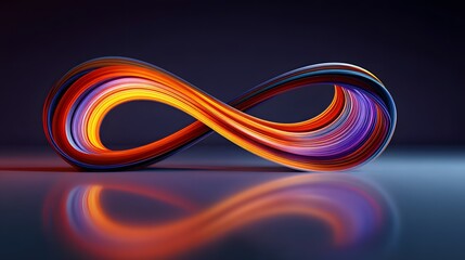 Colorful Infinity Symbol with Reflection on Dark Background.
