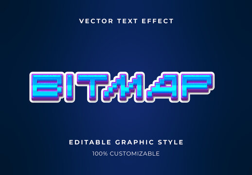Blue And Purple Retro Game Text Effect Pixel Bitmap 3D Font