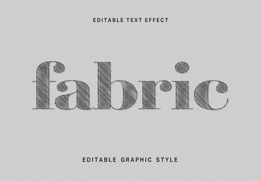 Gray Stitch Embroidery Text Effect Fabric Line Font