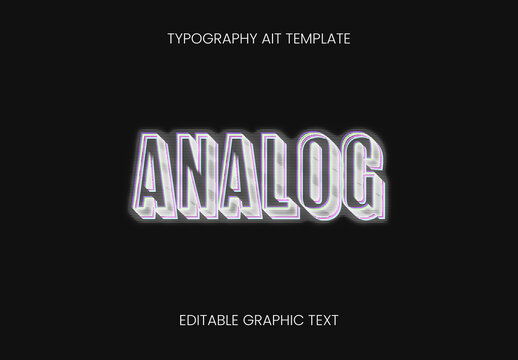 White Glitch Distortion VHS Retro Text Effect Analog Scanline Font