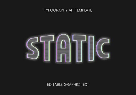 White And Purple Glitch Distortion VHS Retro Text Effect Static Line Font