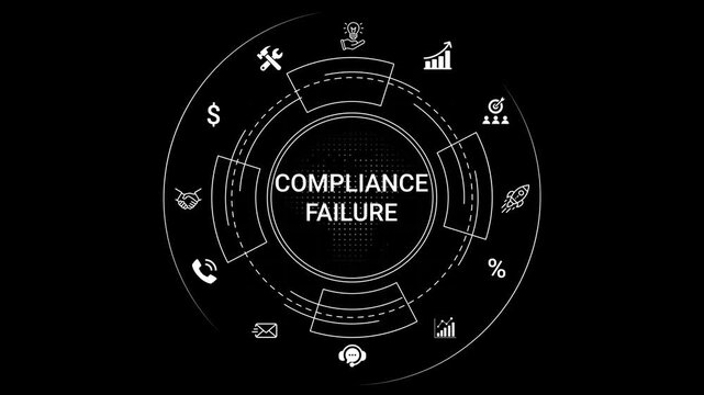 Compliance Failure Concept with Business on Black Background business concept non-compliance regulatory failure