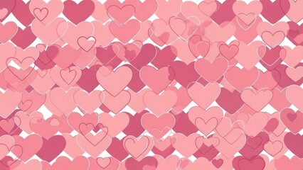 Dynamic Pattern of Overlapping Pink and Red Hearts for Romantic Design