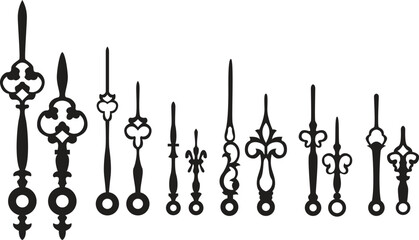 Black Ornate Clock Hands Collection hour minute