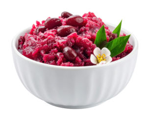 Es kacang merah red bean ice with Kidney Beans and Garnished with Flower and Leaves
