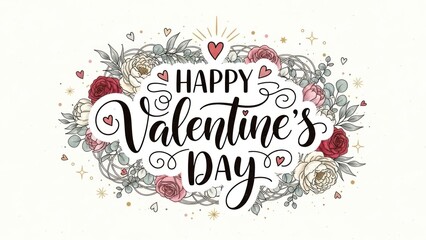 Elegant floral Valentine's Day greeting card with romantic message for loved ones