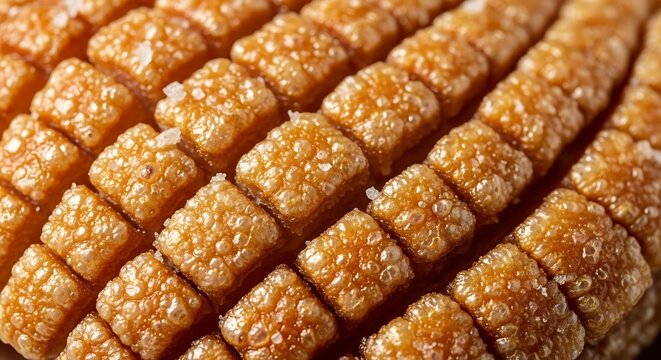 Crispy, golden puffed pork skin squares are seasoned with coarse salt