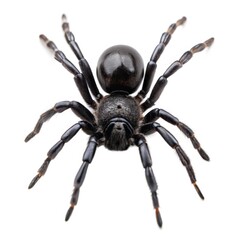 Obraz premium Large black spider with long hairy legs crawling on a white background