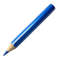 Single blue wooden pencil with a sharp tip isolated on a white background