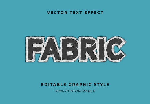Black Embroidery Text Effect Stitch Fabric Font
