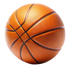 Classic orange basketball ball with black stripes isolated on white background