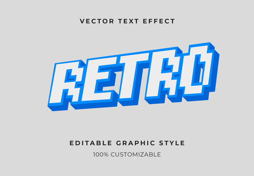 Blue And White Retro Game Text Effect 3D Arcade Pixel font